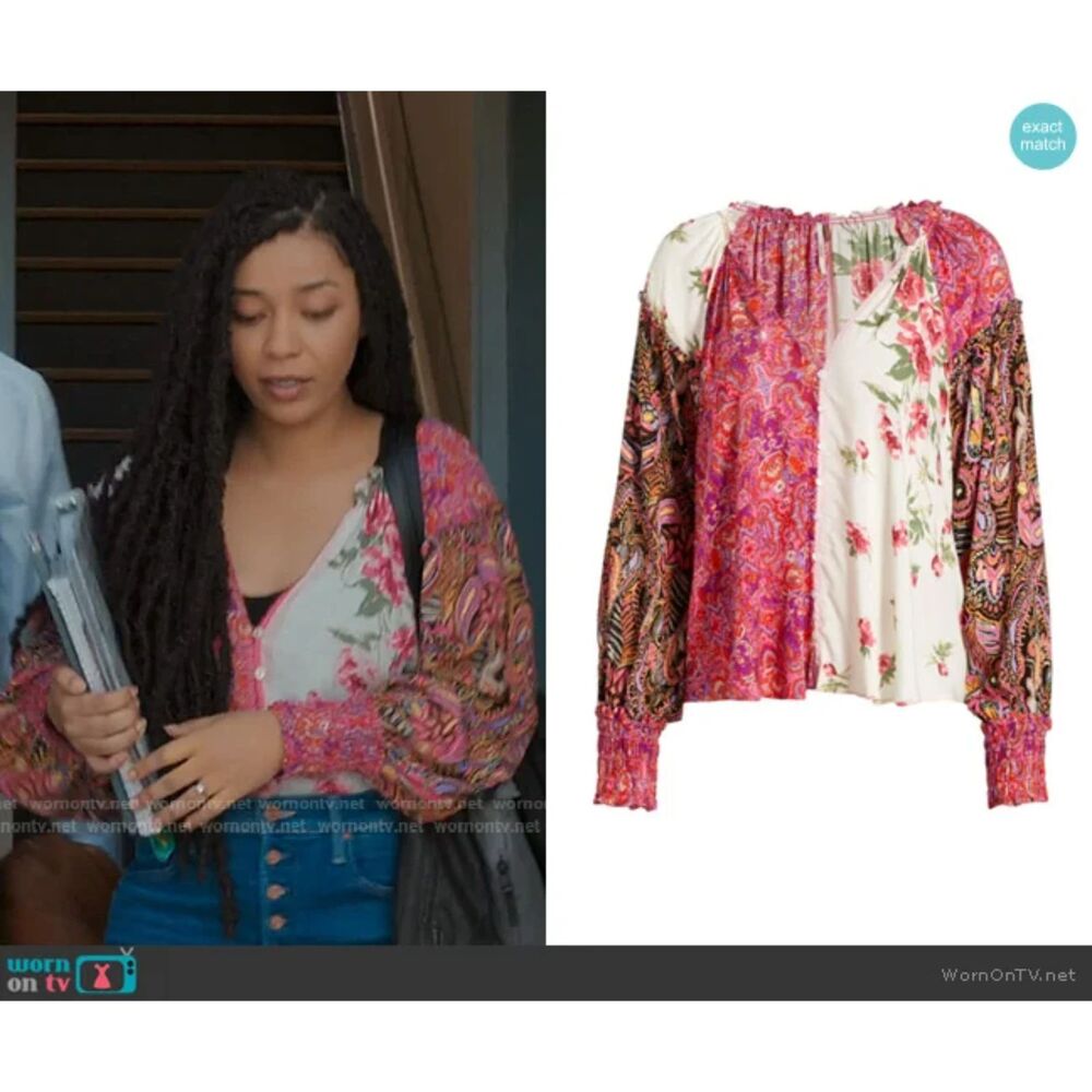Free People Gemini Blouse in Vintage Combo size medium ASO